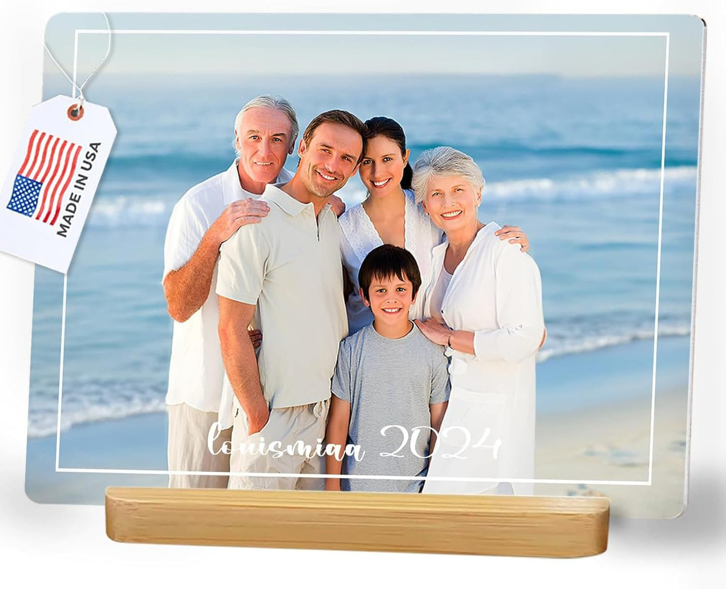 LOUISMIAA Custom Metal Picture Frame Prints,Personalized Photo Frames with Easel,Customized Metal Collage Picture Frame Gift for Family, Lover and Friend,Couple