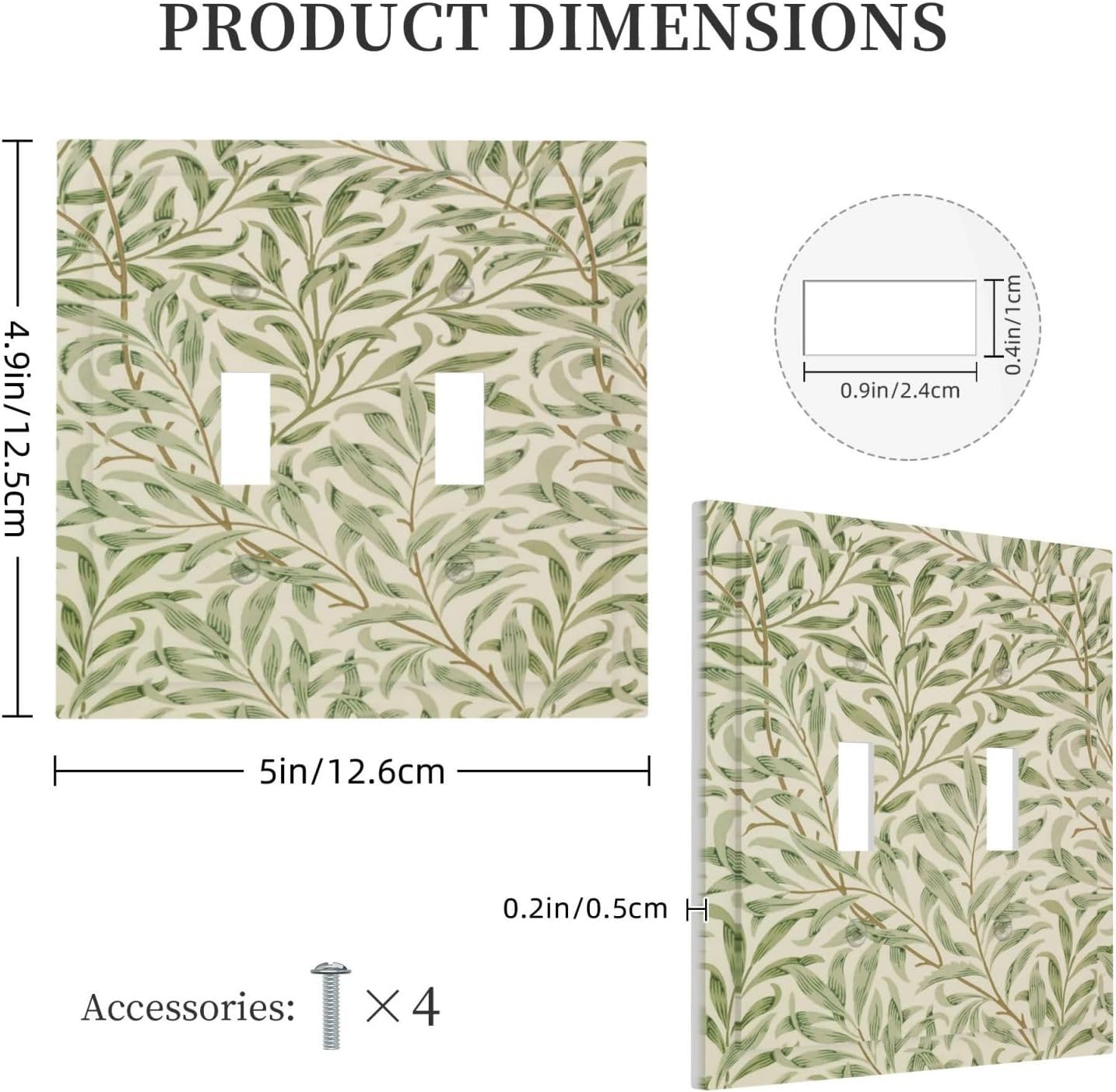 Decorative Light Switch Cover Vintage Morris Willow Leaf Green Leaves Double Toggle Switchplate 2 Gang Personalized Wall Plate Switchcovers Decora Light Switch Plate for Home Decor