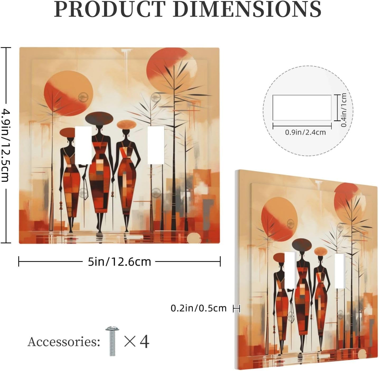 Decorative Light Switch Plate Covers Minimalist Black Women Bohemia Sun 2 Gang Light Switch Cover Plate Unique Double Toggle Wall Plate Outlet Covers Faceplate for Bedroom Home Decor