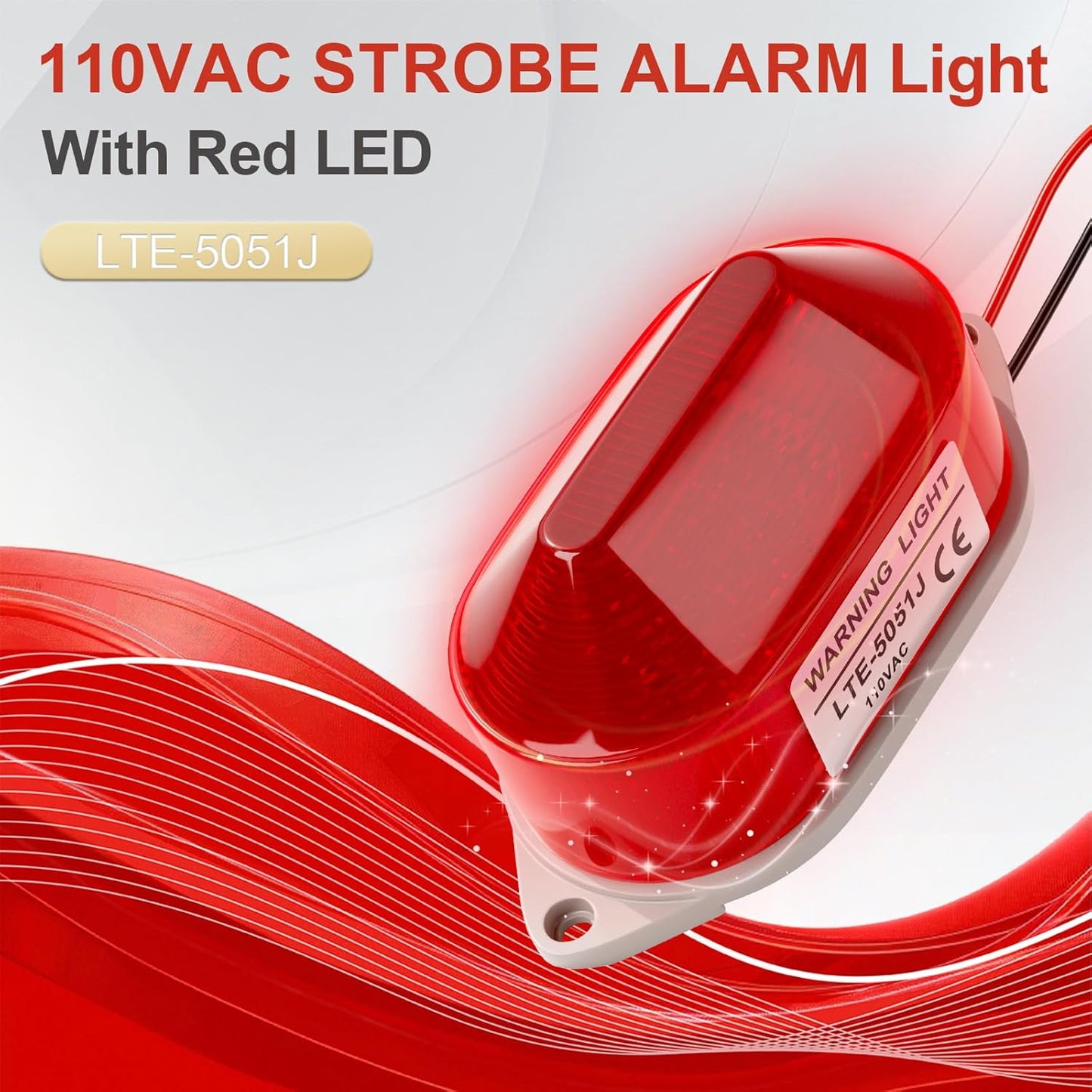 QTEATAK AC110V Strobe Siren Industrial Warning Light with Red LED and 105dB Buzzer, Ultra-Bright Signal Flashing Alarm Light for Safety and Alert, Oval