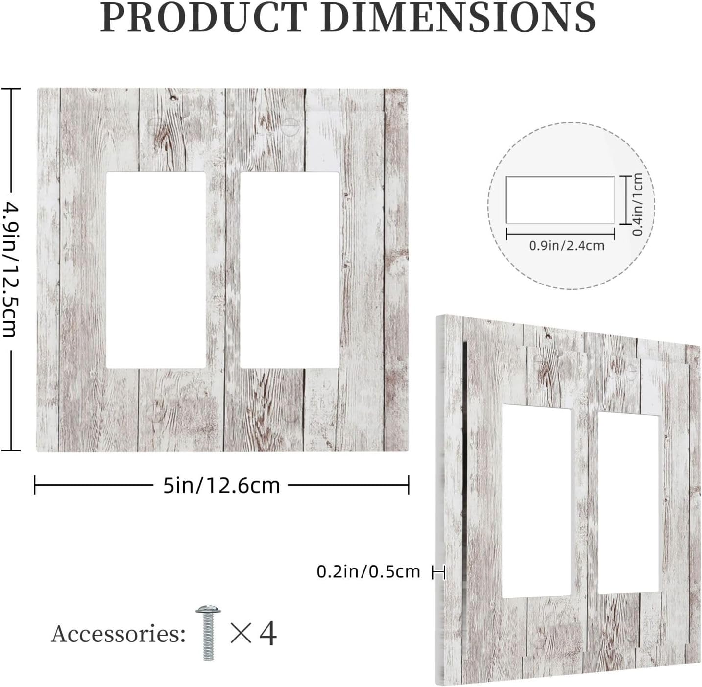 Decorative Outlet Covers Rustic Vintage White Wood Grain 2 Gang Double GFCI Rocker Electrical Wall Panels Light Switch Cover Plate for Farmhouse Home Decor