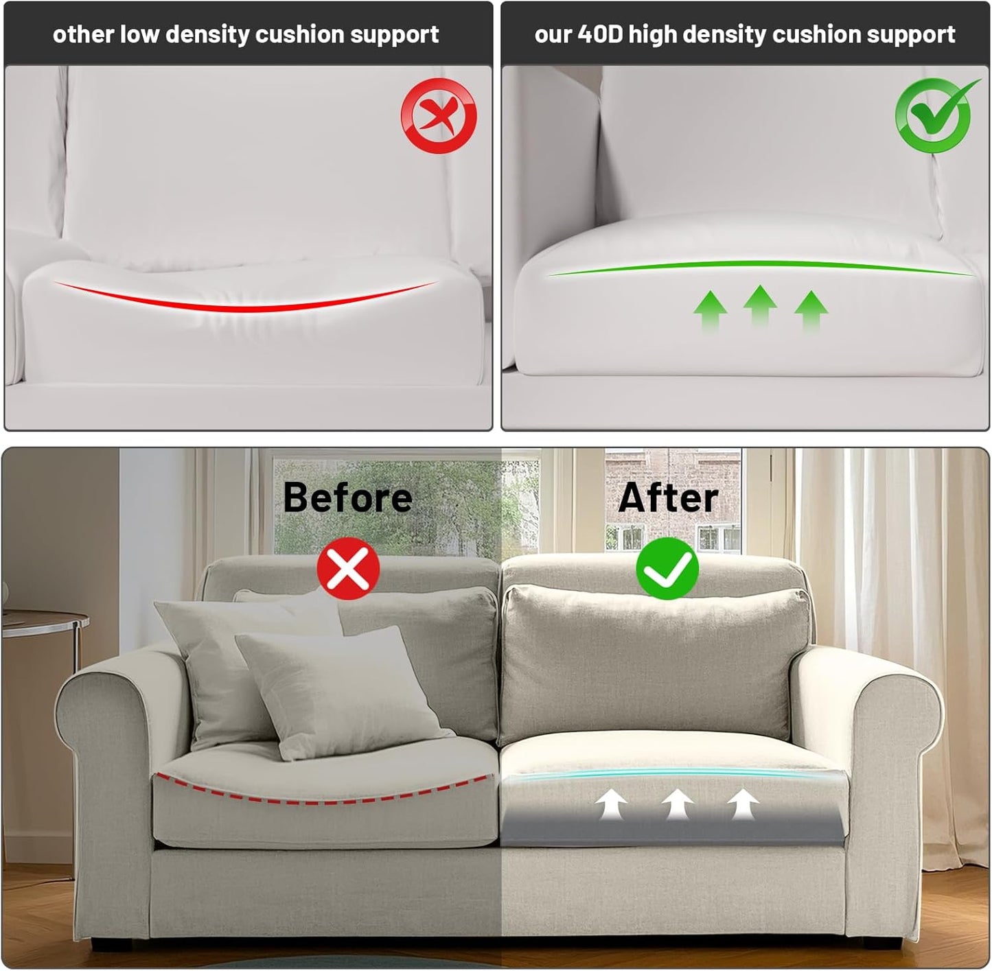 Couch Cushion Support, Sofa Cushion Support for Sagging Couch Seat, Couch Replacement Insert, 20"x20"x2", High Density Foam Furniture Seat Sagging Repair, Trapezoid 40D, Grey Set of 3