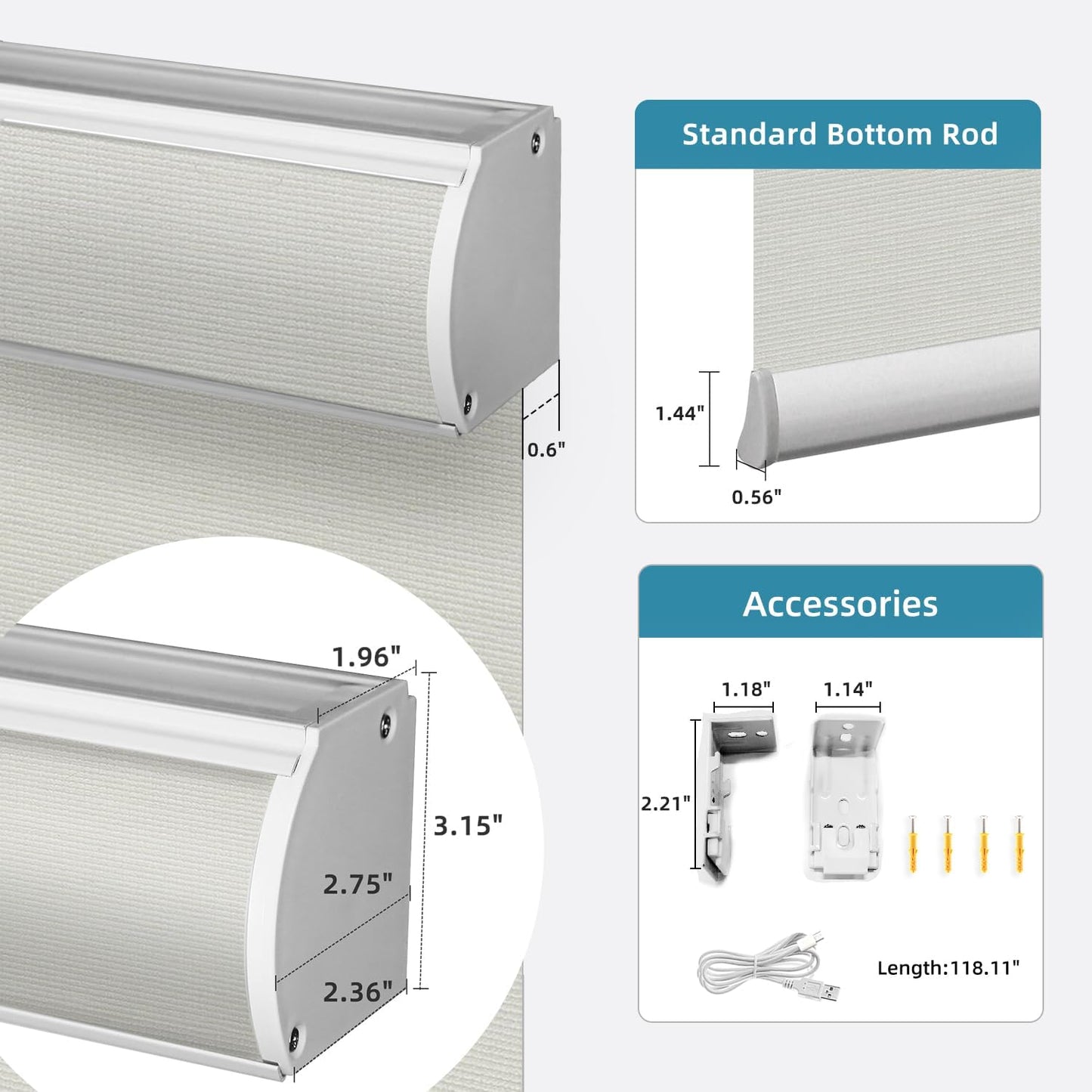 SmartWings Motorized Light Filtering Shades, Work with Matter Homekit Z-Wave Zigbee Alexa Google, 50% Blackout PVC Free Smart Blinds for Windows Cordless Window Shades with Remote Customized, Pearl