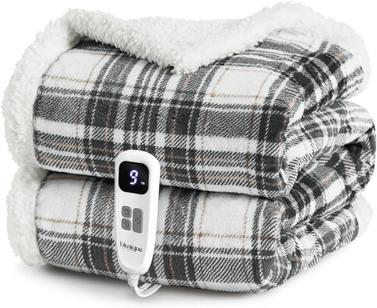 Christmas Heated Blanket Electric Throw-50''x60''Ultra Soft Cozy Plaid Flannel Fast Heating Electric Blanket with 10 Heat Levels & 10 Hrs Auto Off, ETL Certified, Keep Warm in Home Office