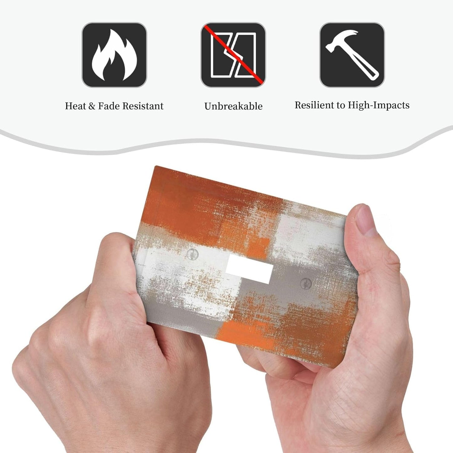 Orange Grey Abstract Art Oil Painting Decorative Light Switch Cover 1 Gang Single Toggle Device Electrical Faceplate Switchplates Decorator Outlet Wall Plate For Home Farmhouse Decor