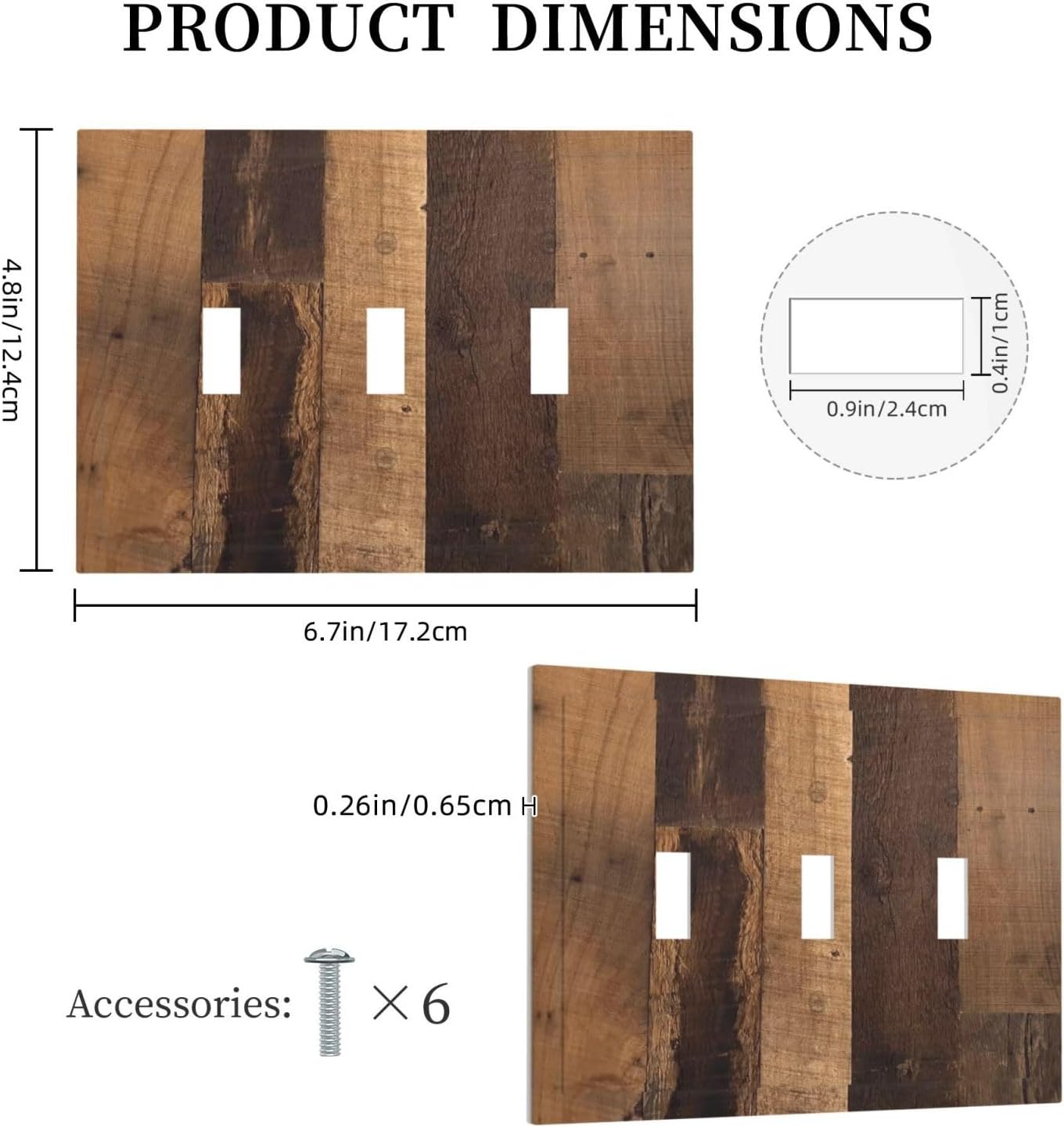 Rustic Brown Wood Vintage Wood Board Decorative Switch Plates 3 Gang Wall Plate Triple Toggle Light Switch Cover Faceplate Electrical Wall Panels For Farmhouse Cabin Decor
