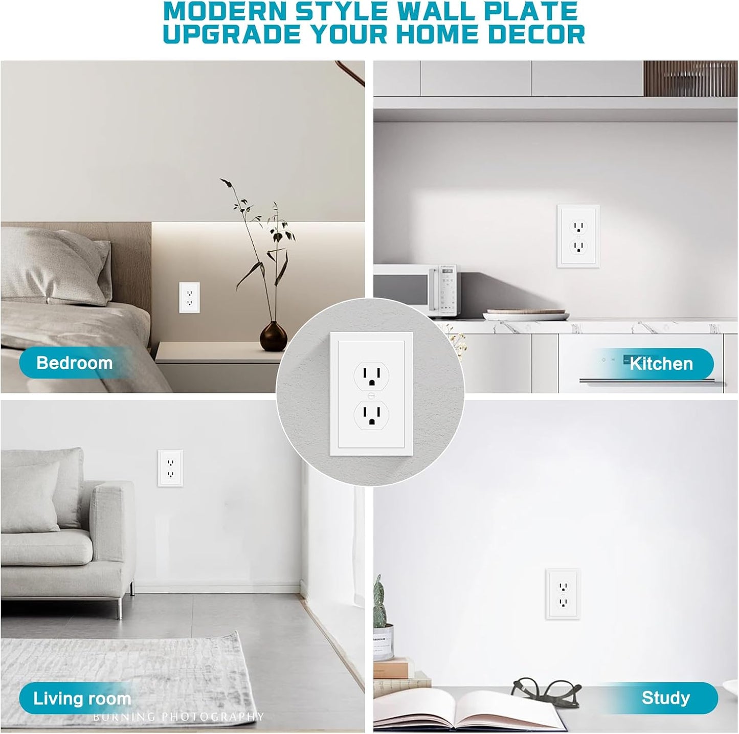 Outlet Covers Wall Plate Electrical Outlet Cover Plates Dual Receptacle Outlet Faceplate for Light Switches, Smart Switch, GFCI, Dimmers, Receptacle, USB Outlet (20 Pack, 1-Gang 4.88X3.18 Inch)