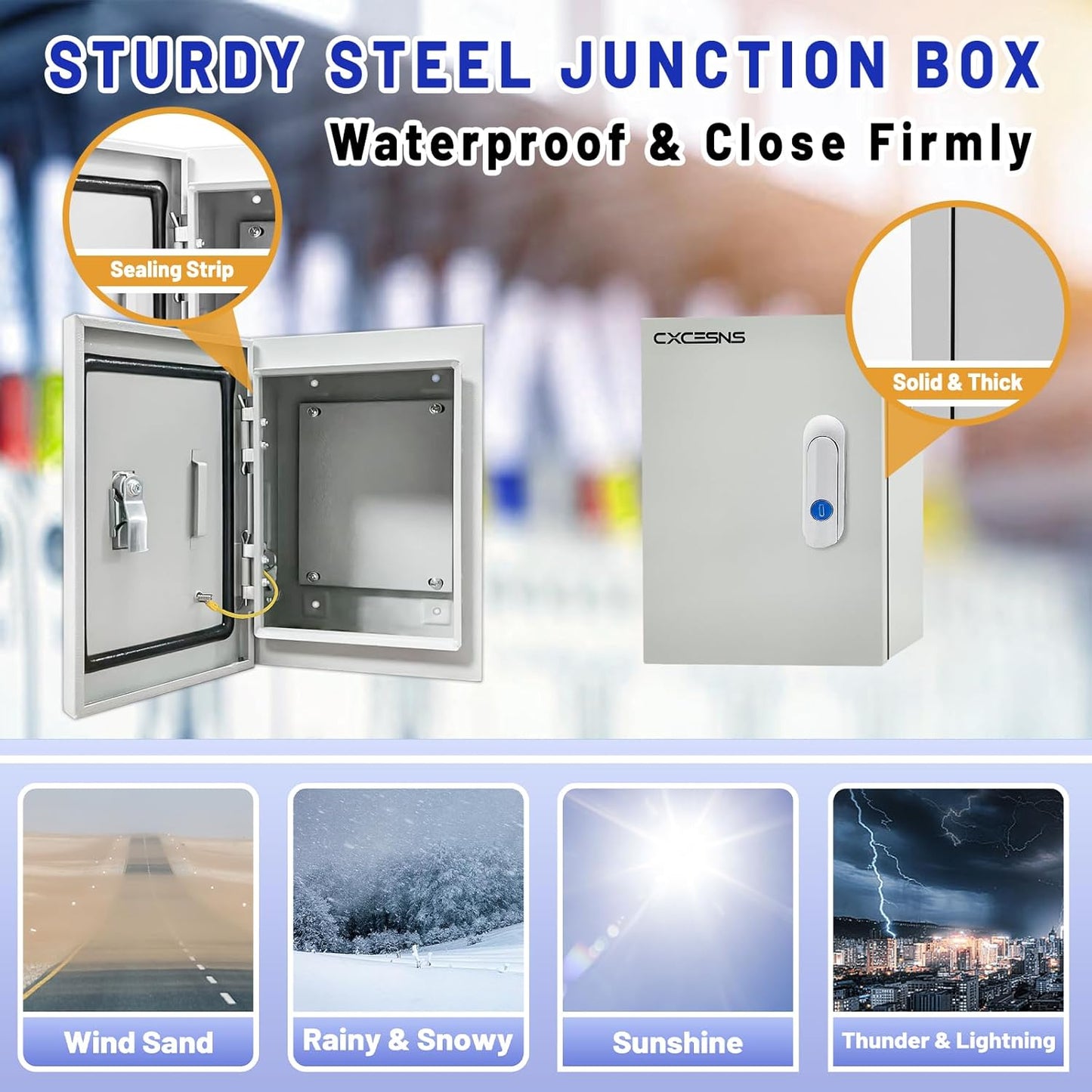 Outdoor Electrical Box 10 x 8 x 6''D NEMA 4X Enclosure Steel Box, Waterproof & Dustproof Outdoor/Indoor Lockable Electrical Junction Box, with Mounting Plate