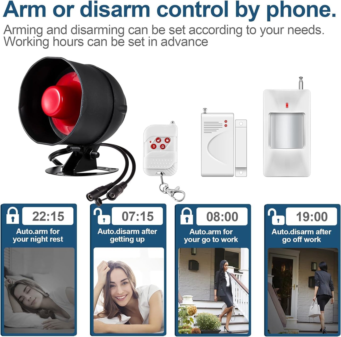 WiFi Alarm Home Security System, 120dB Alarm System with Motion Sensor and Remote Control, WiFi Siren for Shed Garage Alarm