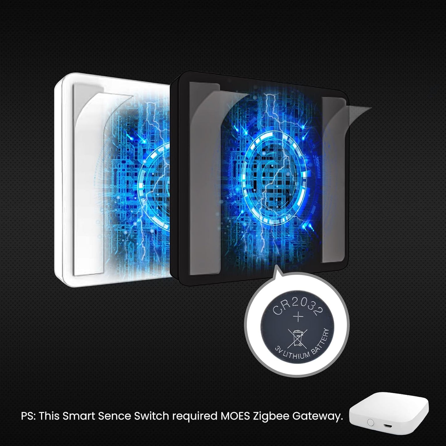 MOES Wireless Smart Scene Switch Button, Require MOES HUB, Zigbee Connection Tuya Battery Powered Included 12 Scene Controller Light Switch for Smart Home Automation 4 Gang White
