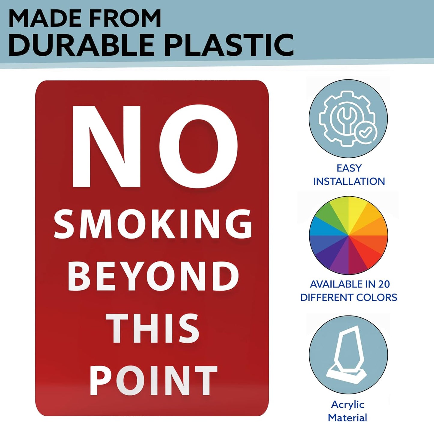 No Smoking Beyond This Point Sign - ADA Compliant Digitally Printed Text Wall Sign - Smoke-Free Area Signs for Offices, Businesses, Hotels & Restaurants - Aluminum 10” x 7”