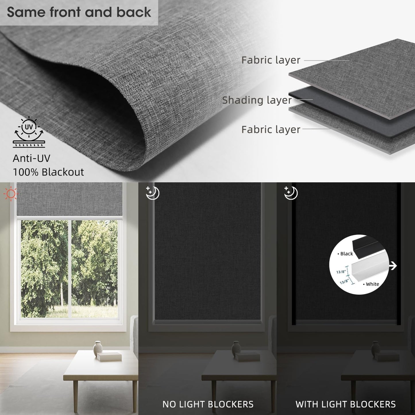 SmartWings Motorized Blinds Dual-Sided Cordless Smart Blackout Shades, Custom Size, Rechargeable Battery, Work with Matter/Apple HomeKit, Alexa, Thread/Zigbee, Remote Optional, Bouvardia Medium Grey