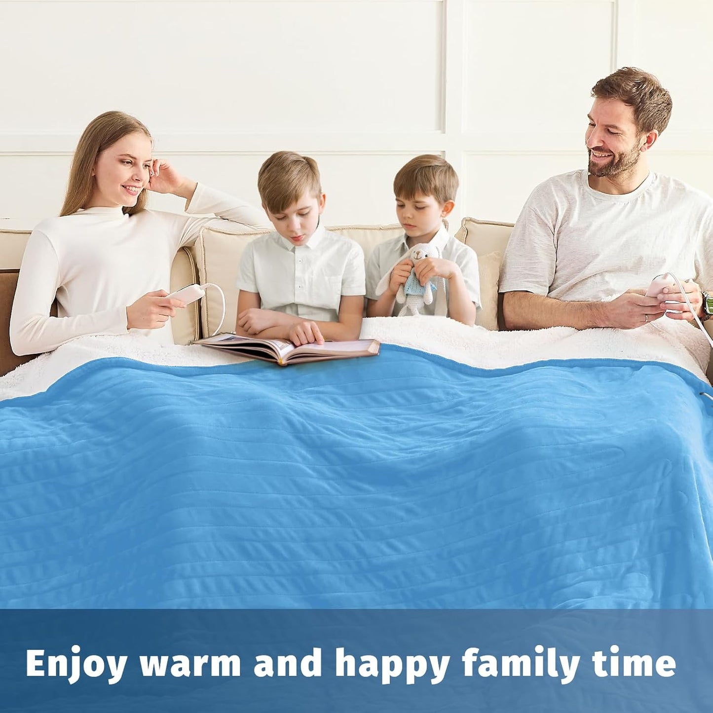 Heated Electric Blanket King Size - 90" x 100" Heating Blanket with Dual Control, 10 Heating Levels & 8 Hours Auto Off, Soft Warm Flannel Blanket, Christmas Birthday Gifts for Senior Grandma