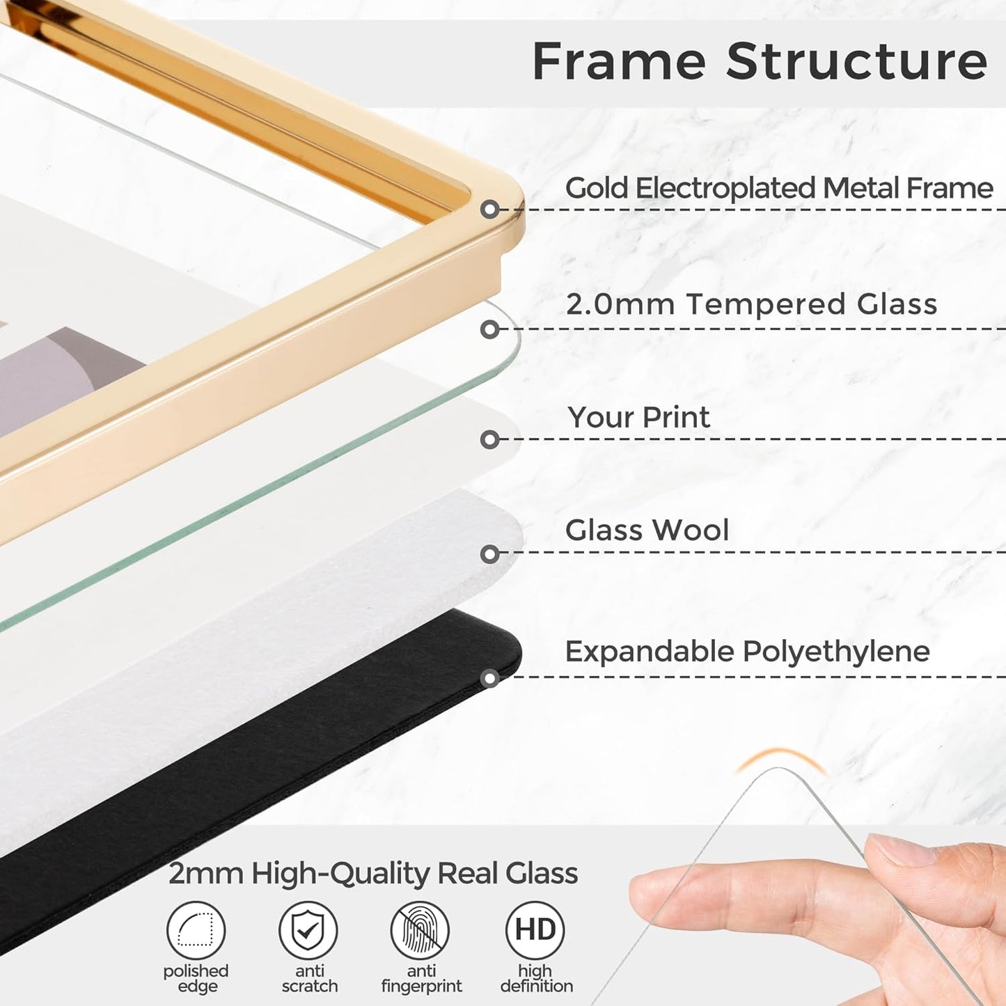 Axeman 8x10 Picture Frame-Metal Rounded Corner Frame 8x10, 8''x10''Photo Frame with Tempered Glass,Tabletop and Wall Display, One-Piece 8 By 10 Metal Picture Frame for images, Gold