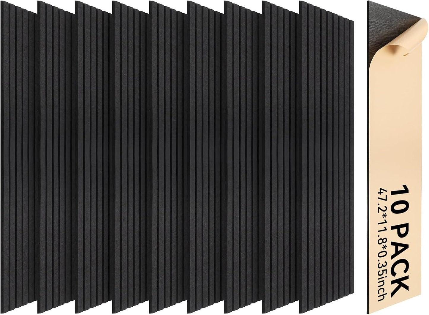 Self-Adhesive Acoustic Panels, 10 Pack Large Soundproof Wall Panel, High Density Sound Proof Panels, Decorative Absorbing Acoustic Treatment for Home Studio Office (Black)