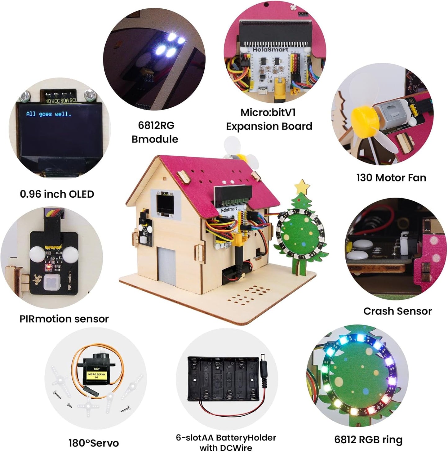 Microbit Smart Home Kit for Microbit V1 and V2,Electronics DIY Home Automation Coding Kit,STEM Educational Set for Student (Without Micro:bit and AAA Battery),Red