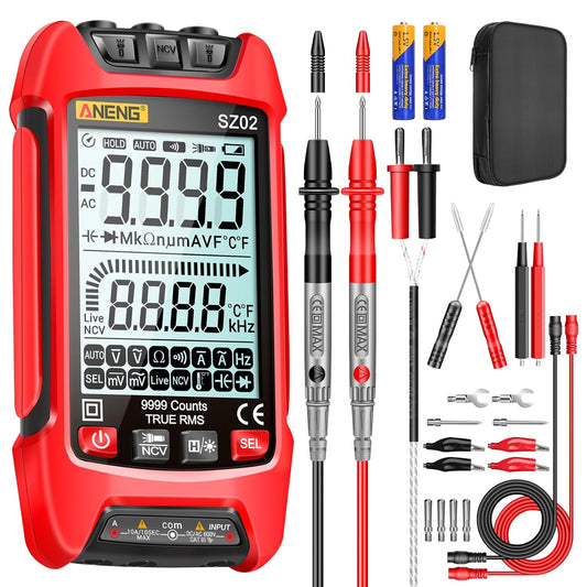 ANENG SZ02 Multimeter,Digital Voltage Tester Meter,TRMS 9999 Counts Voltmeter Measures ac/dc Current,Voltage,NCV,Resistance,Continuity,Capacitance,Diodes,Auto-Ranging Ohm,Amp Electrical Tools