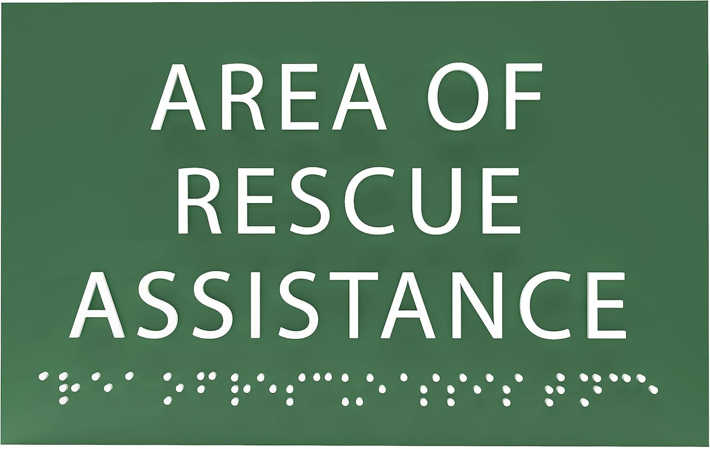 6" X4" Area of Rescue Assistance Sign- Tactile Graphics Grade 2 Braille Text ADA Compliant Sign |ADA Compliant Plastic Signs for Schools, Offices, Businesses, Apartments & Restaurants