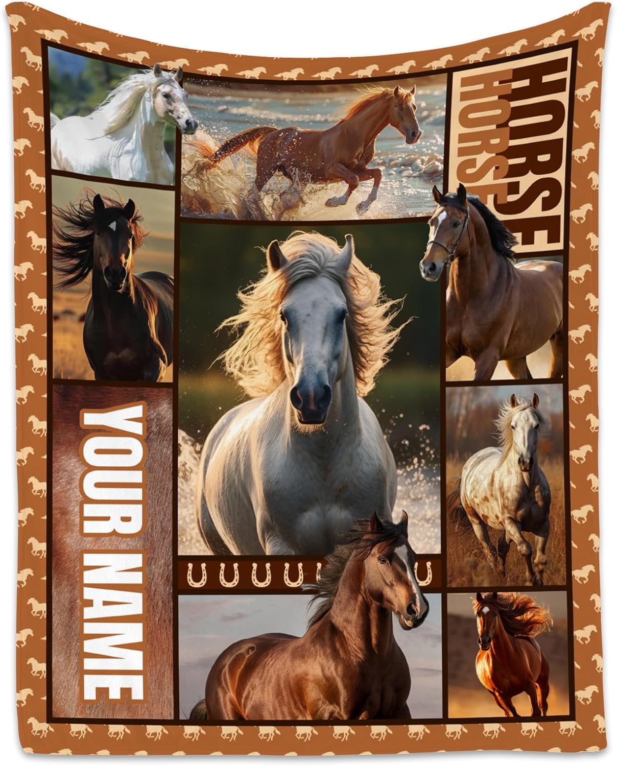 Custom Girls Blanket, Personalized Horse Gifts for Girl Ages 8-12 10-12, 40"x50" Kids Throw Blankets for Adults Women, Cowgirl Room Decor Western Throws for Animal Lovers