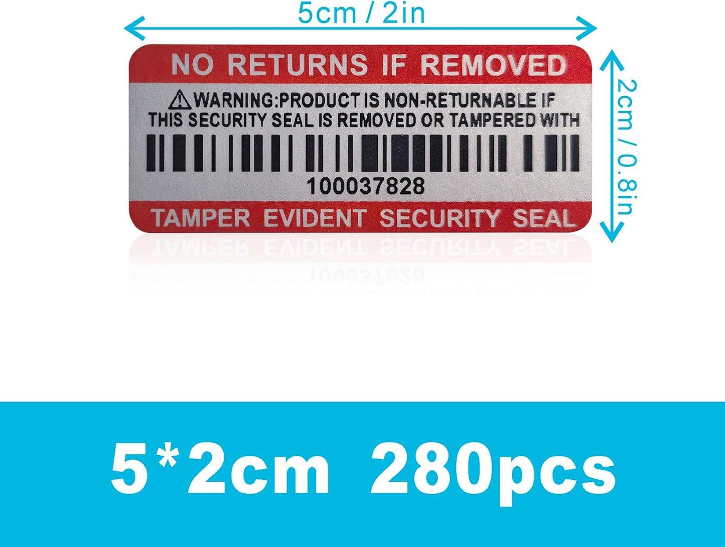 Tamper Evident Proof Barcode Stickers with Individual Serial Number Security Warranty Void Sticker,Sealing Label for Package(280pcs 2x0.8in Red Matte Silver)