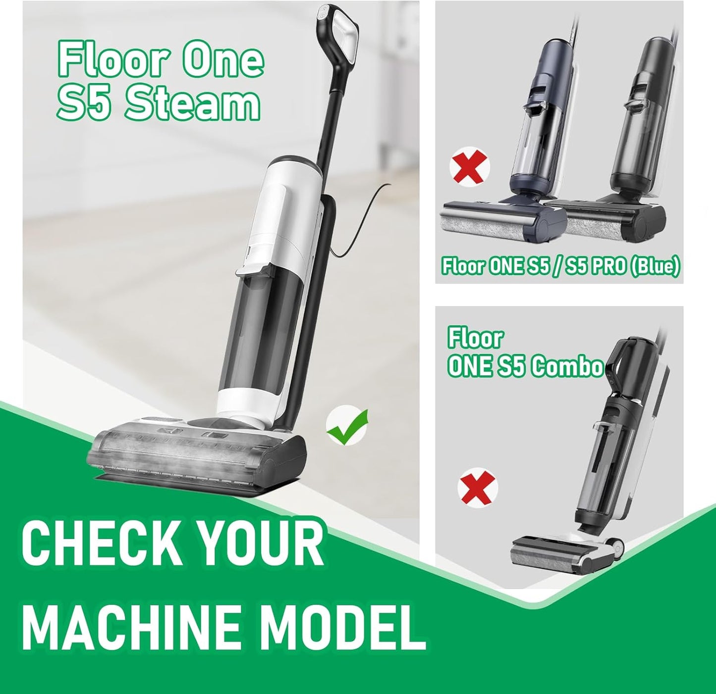 Only Floor ONE S5 Steam Roller Brush Replacement and Vacuum Filter Kit Compatible with Tineco Floor ONE S5 Steam Corded Wet Dry Vacuum Replacement Parts,3 Roller Brushes,3 Filters,1 Cleaner Brush