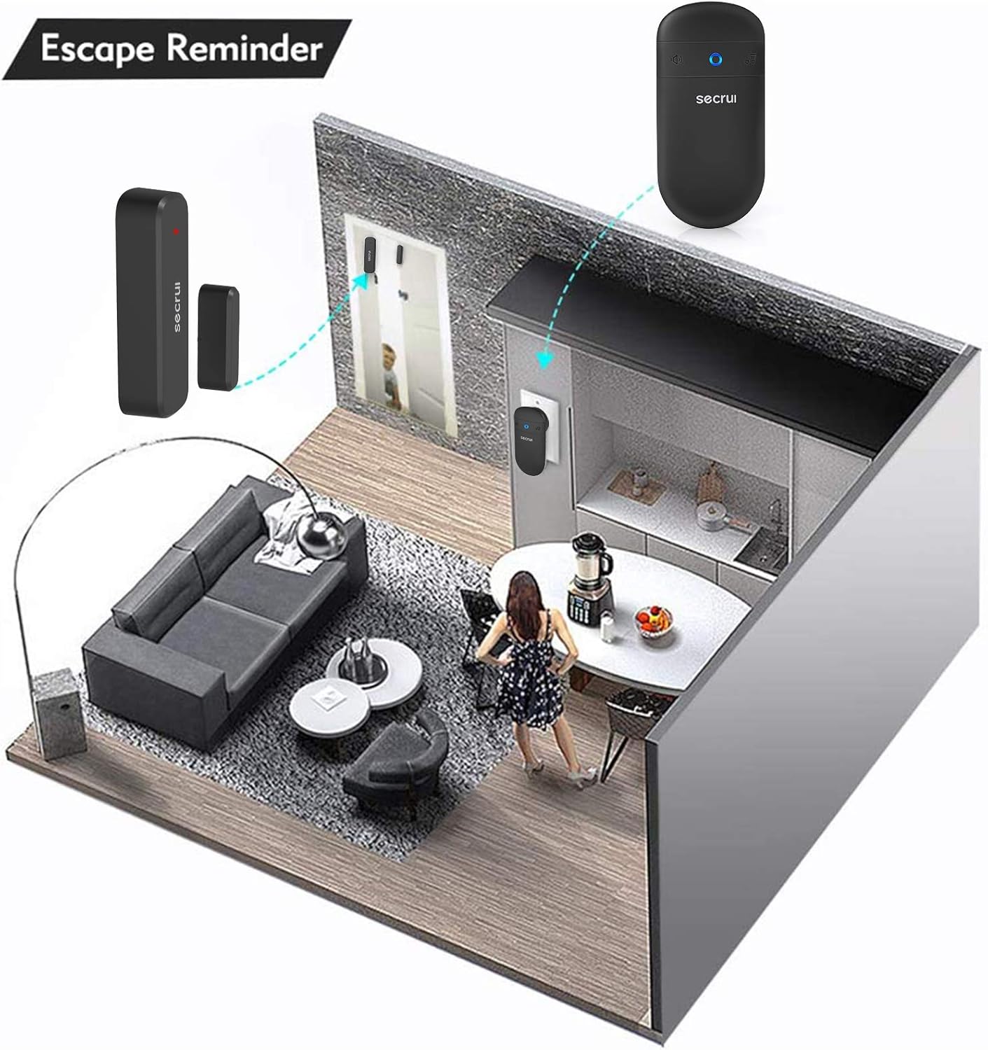 Door Chime, Door Sensor Chime for Door Opens – Door Ringer with 500ft Operating Range 52 Chime Adjustable Volume Mute Mode LED Indicators –Entry Alert Chime for Business/Home