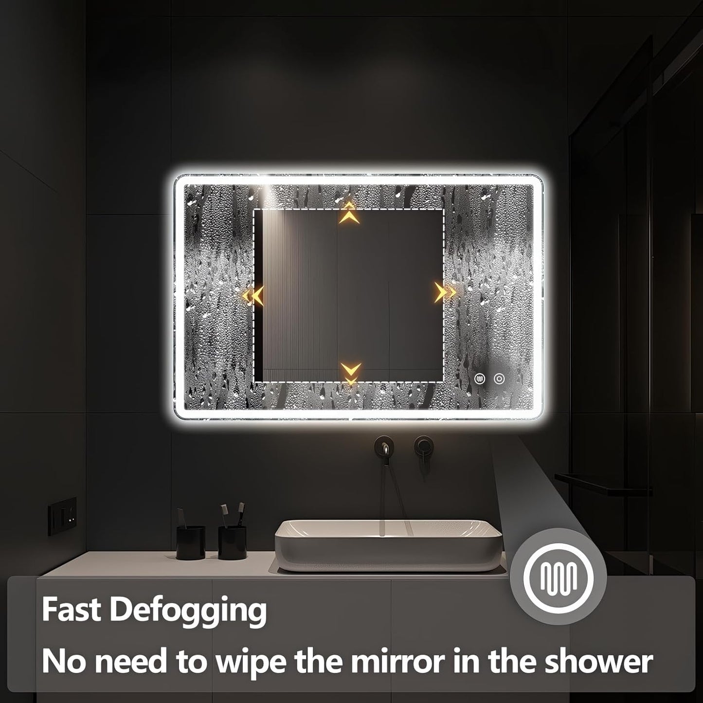 Niccy Led Mirror for Bathroom, 36"x24" Frameless Frontlit and Backlit Mirror for Wall Lighted Mirror with Bedroom 3 Color, Defogger, Explosion-Proof, HD Glass, IP65 Vanity Mirror Horizontal/Vertical