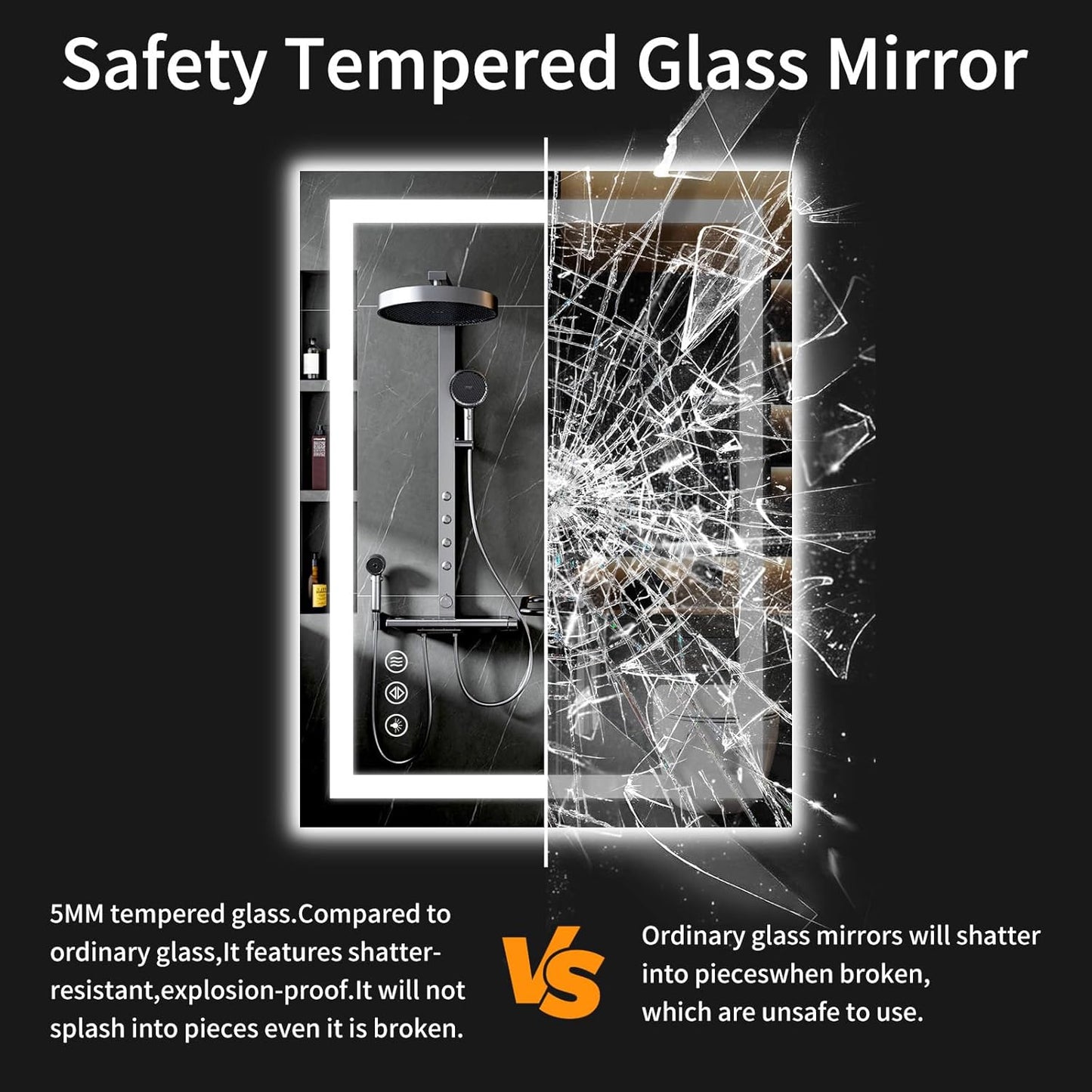 24"x36" LED Bathroom Mirror with Lights, Dimmable, Anti-Fog, Lighted Bathroom Vanity Mirror for Wall, Backlit + Front Lit, Memory Function, Shatter-Proof, Tempered Glass