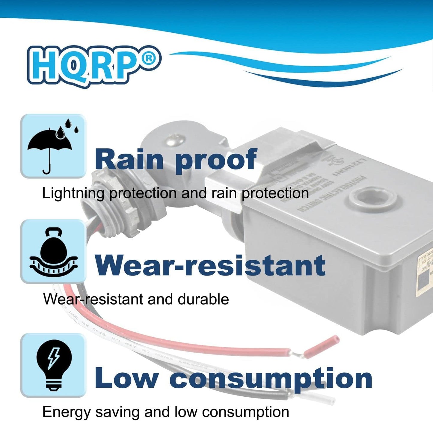 HQRP Photocell Thermal Type Light Sensor Stem and Swivel Mount Dusk to Dawn Hardwired Switch Photoelectric Control for Barn Lights Outdoor, Back Yard Lightening, Outdoor Lighting, etc.