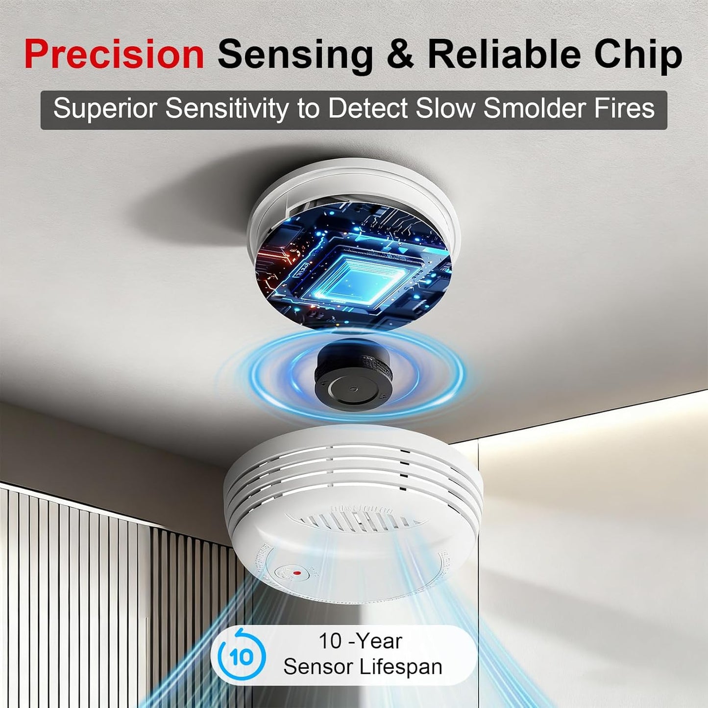 4 Pack Wireless Smoke Detectors for Home,Photoelectric Wireless Fire Alarms 10 Year Battery Powered Design(not Included),Portable Operated for Travel,Attic Fire Alarm Universal RV Smoke Detector