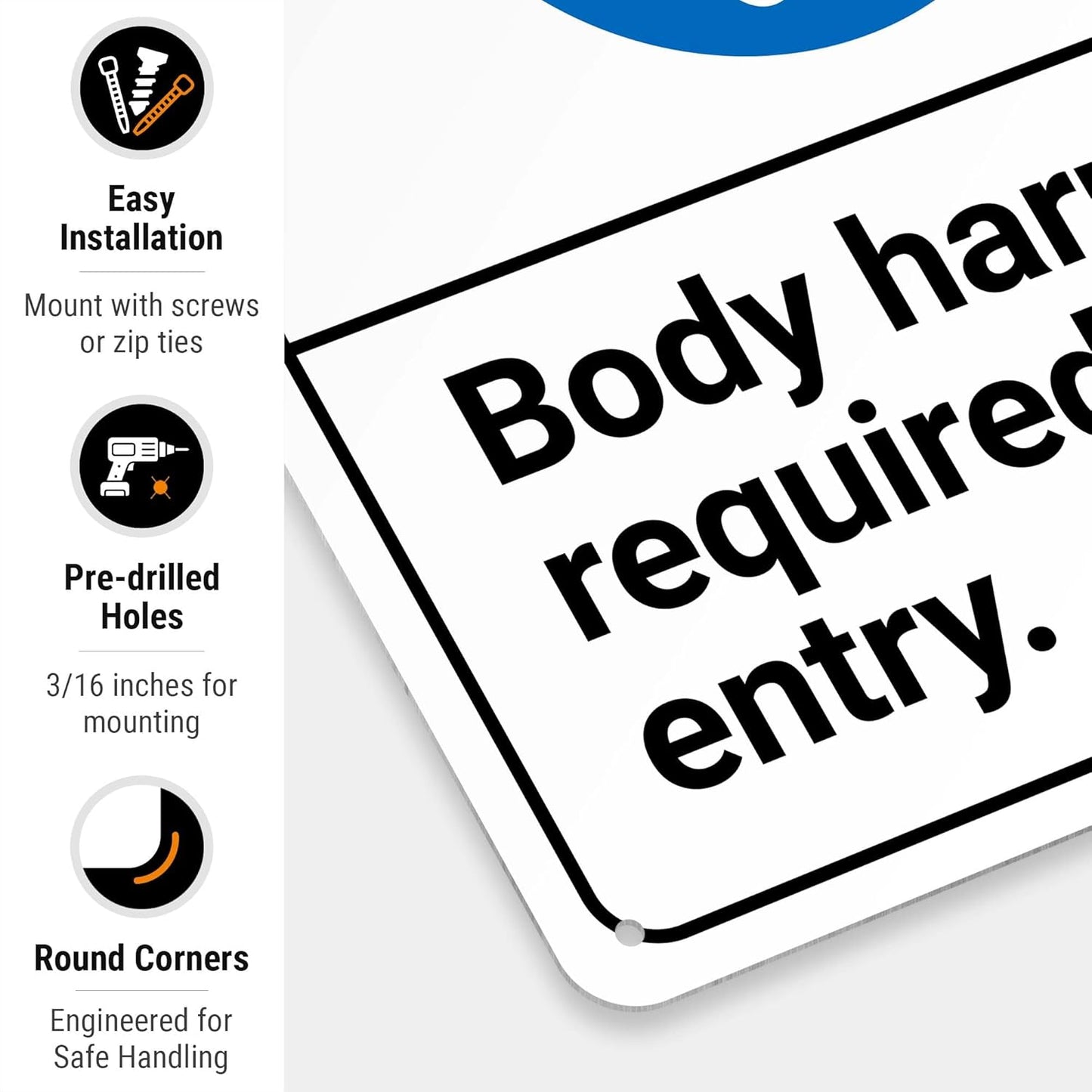 Safety Instructions Body Harness Required for Entry Sign, 10x14 Inches, Rust Free .040 Aluminum, Fade Resistant, Made in USA by Sigo Signs