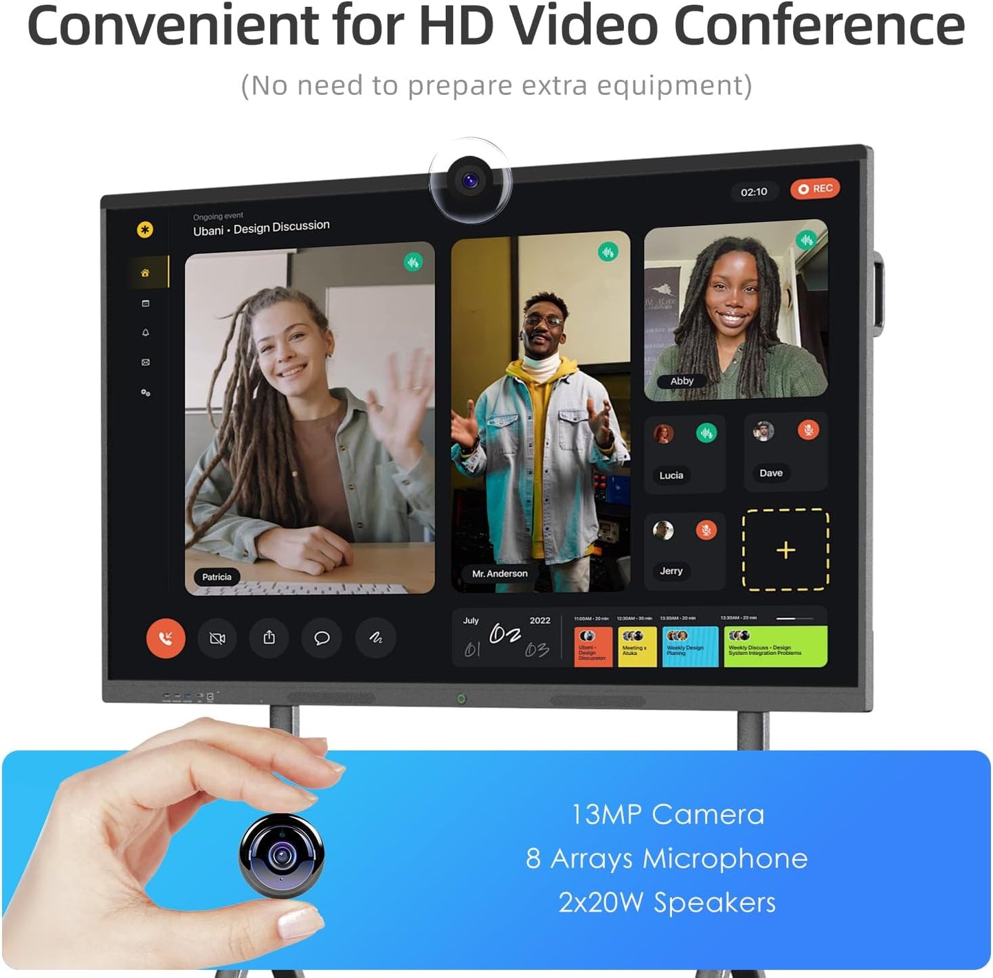 55" Smart Board, Interactive Whiteboard, 4K Electronic Board, UHD Touchscreen, Android 13, 8+128G, All in One Smartboard for Classroom Office Home (Wall Mount Included)