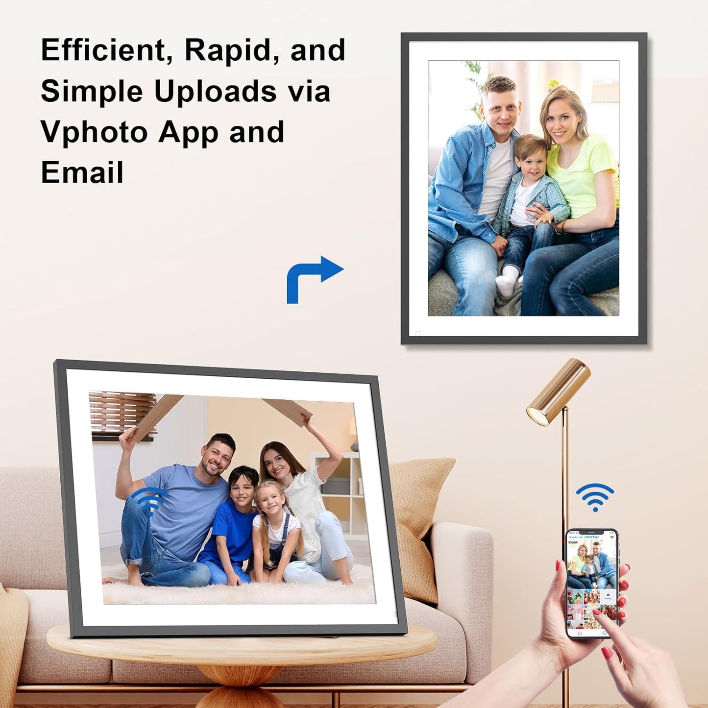 17-Inch Digital Picture Frame 32GB, Dual WiFi Full Function Digital Photo Frame, Auto Rotate, Wall Mounted Digital Frame, Unlimited Cloud Storage, Sharing Photos and Videos via App or Email Instantly