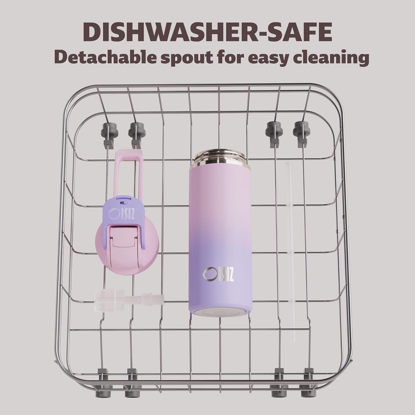 OISIZ Insulated Water Bottle 20 oz with 2 in 1 Spout and Straw Lid,One Click Safety Lock,100% Leakproof,Keep Cold 24H,Vacuum Stainless Steel Water Bottle for School,Travel and Sports,Dishwasher Safe