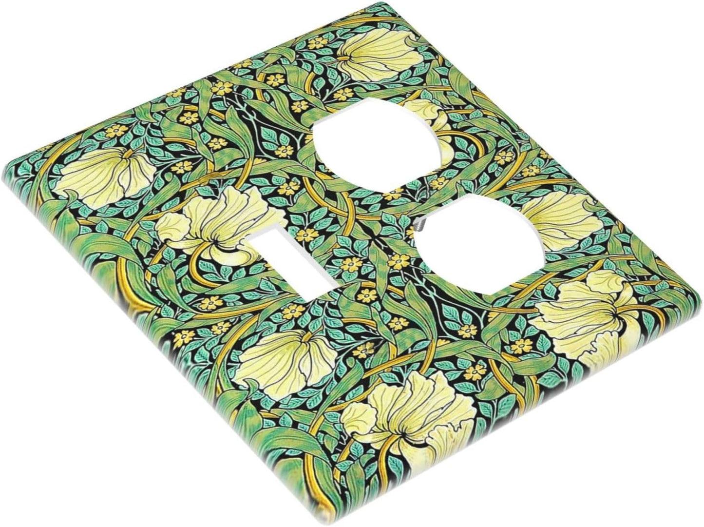 Wallplates William Morris Vintage Floral Yellow Flowers Green Leaf 1 Toggle 1 Duplex Switch Plate Electrical GFCI Faceplate Decorative Light Switch Covers for Bedroom living Room Decor