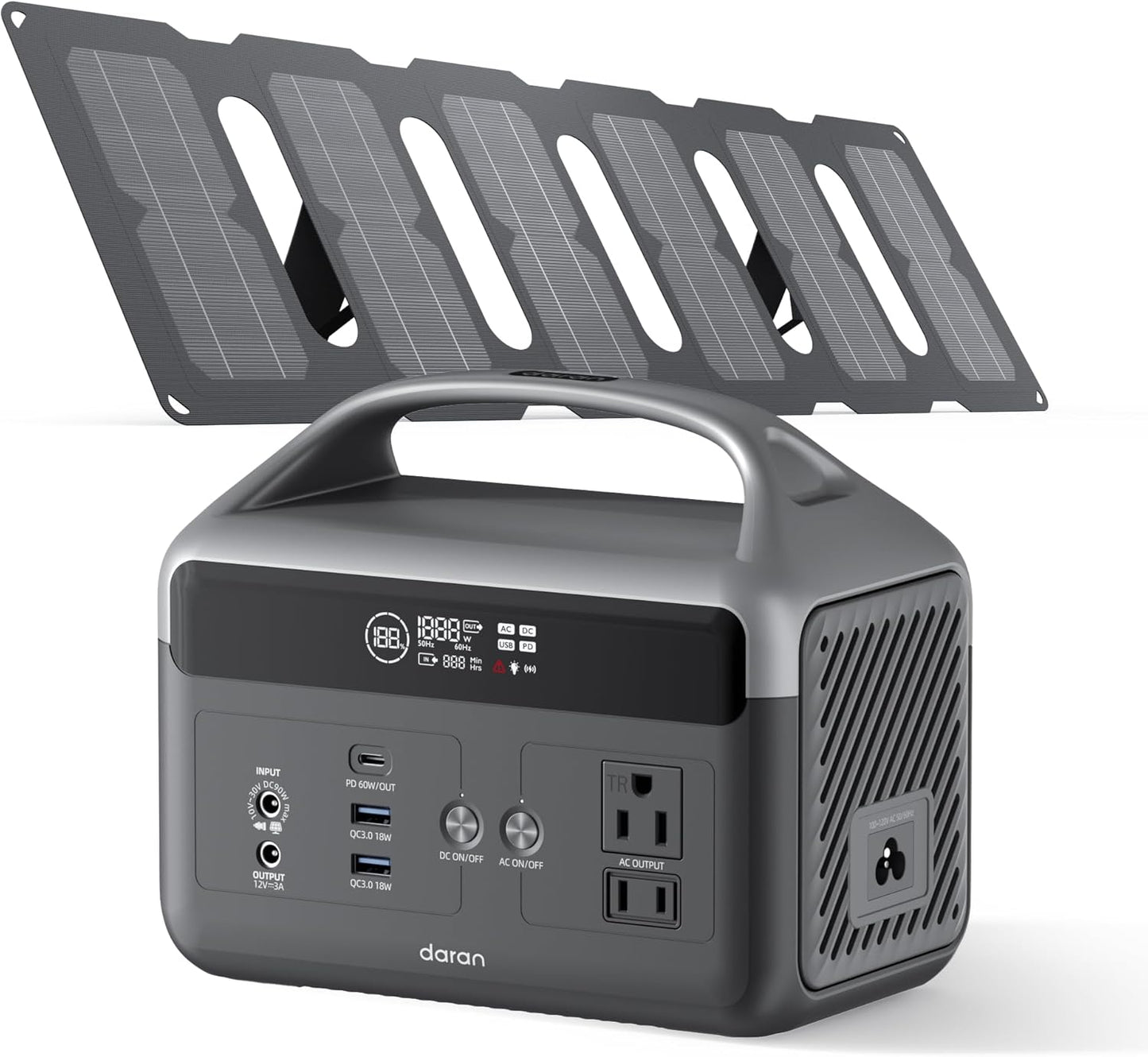 DaranEner Portable Power Station with Foldable Solar Panels 40w, 300w Lifepo4 Battery 60W USB-C Pd, 192Wh Fast Recharge Home Backup Power Bank, Lightweight Solar Generator for Camping, Outdoor Travel