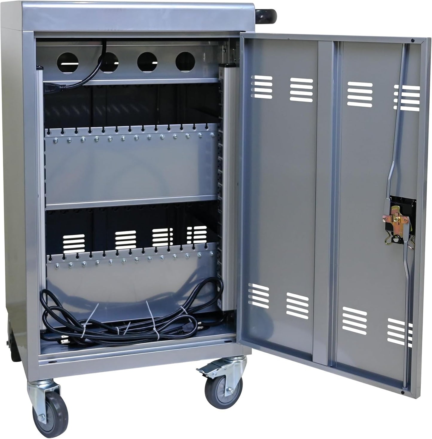 Laptop Charging Cart, 31+4 Charging Ports Laptop Storage Cart, 35-Bay Mobile Charging Cabinet for iPads up to 16.3", Chromebook Devices, Cord Management, Access Lock.School,Business.Silver