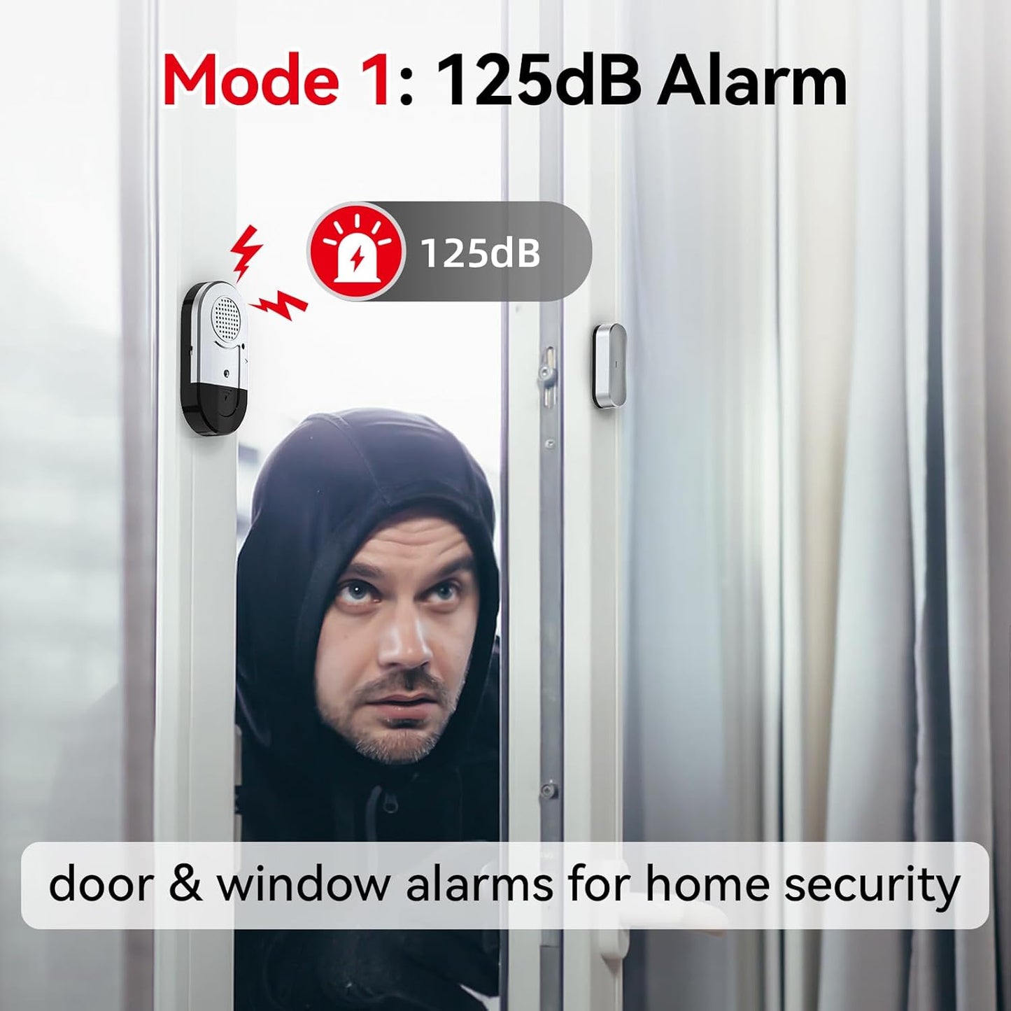 Sanjie Door Window Alarms - 5 Pack,125dB,Volume Control,Window Door Open Alarm Sensors for Kids Safety/Dementia/Pool,Wireless Sensors Keep Your Home Security,Easy to Install,Long Battery Life