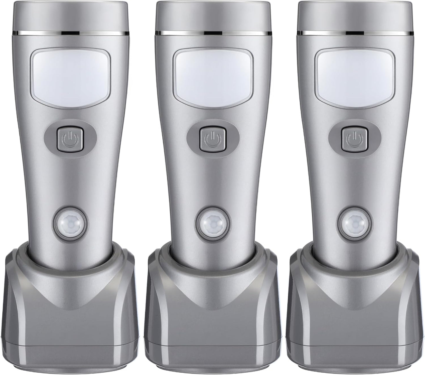 Enhon 3 Pack Rechargeable 4-in-1 LED Emergency Lights, Plug-in Flashlights with Motion Sensor Night Light, Auto-On Power Failure Light for Home, Hurricane, and Outage Supplies