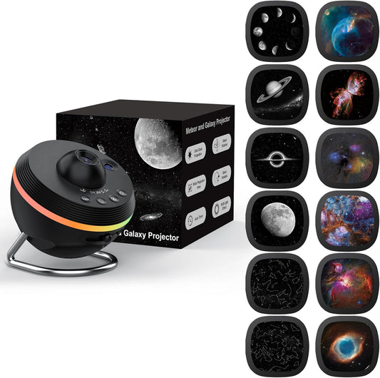 Galaxy Projector, Star Projectors Home Planetarium Space Ceiling Starry Sky Night Light with Light Strip, Meteor and Galaxy Projector & 2 Films Set for Kid Adult