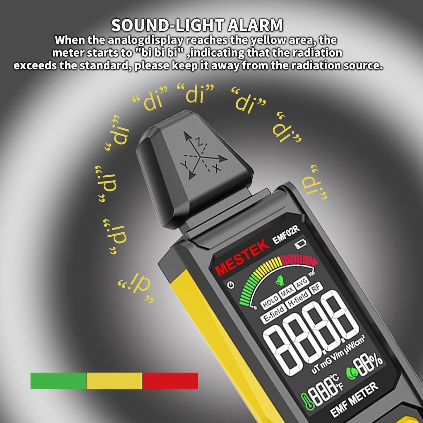 EMF Detector, MESTEK 5 in 1 EMF Meter Radiation Detector, Electric Field, Radio Frequency Field Temperature, Magnetic Field Strength Meter, Rechargeable EMF Reader Home EMF Detection and Ghost Hunting