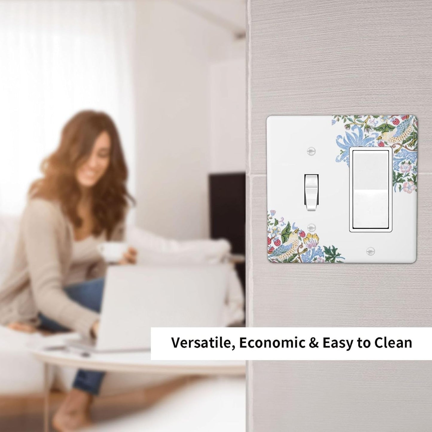 Decorative Outlet Covers Retro Morris Strawberry Rustic Plant Bird 2 Gang 1 Gang Wall Plate Cover Single Toggle Rocker Combo Light Switch Cover Plate Face Plate