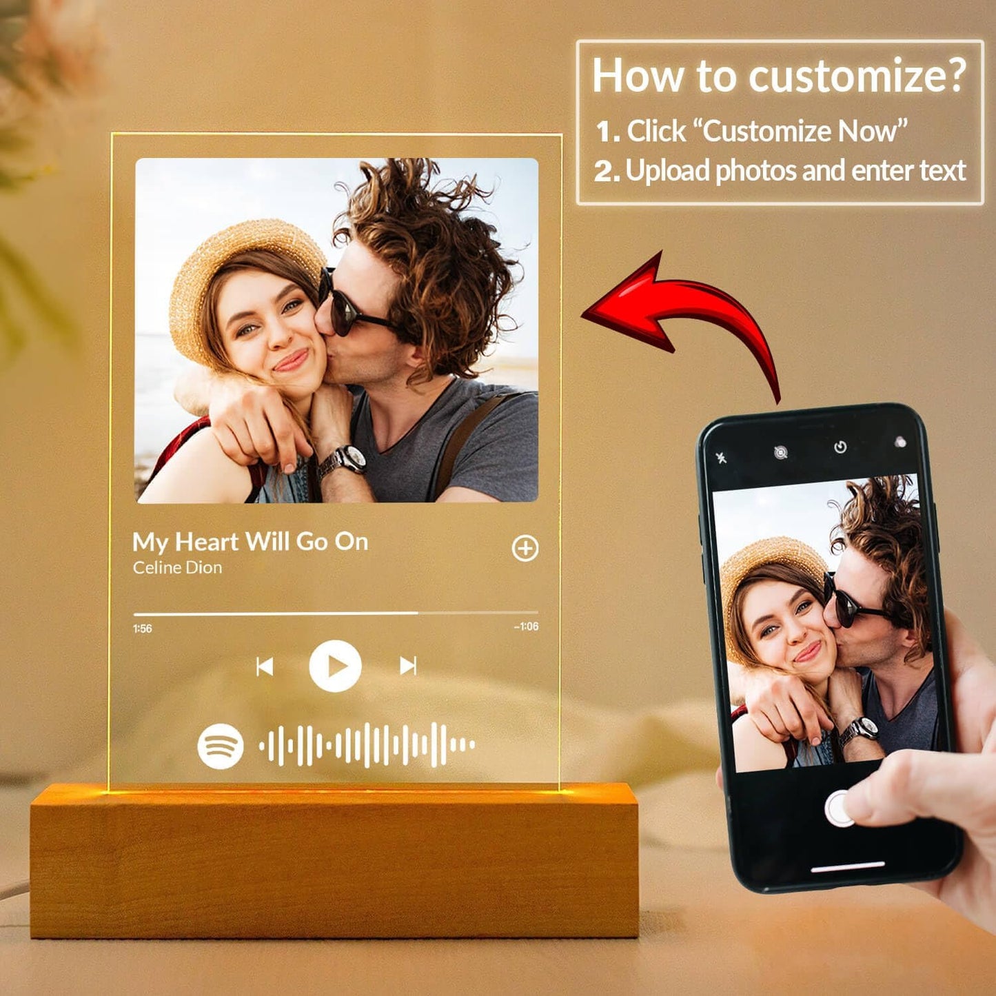 Custom Spotify Picture Frame, Customized Music Picture Frames, Personalized Photo Frames, Personalized Anniversary Valentines Day Gifts for Women Men Her Him Couple