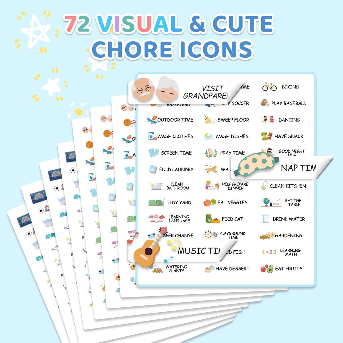 4 in 1 Namable Chore Chart for Kids, Dry Erase Morning/Bedtime Routine Chart for Kids for Refrigerator, Magnetic Visual Schedule for Kids Toddlers to Do List Checklist for Multiple Kids