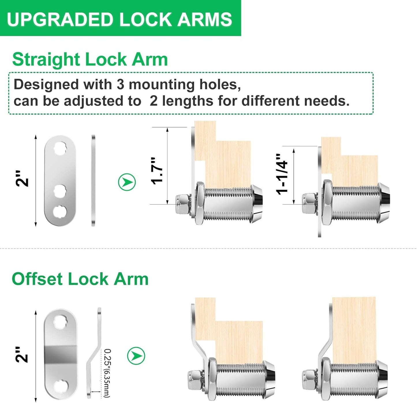 5 Pack Cabinet Lock with Keys, 7/8” RV Storage Locks Keyed Alike, RV Locks for Storage Door, Camper Cabinet Door Toolbox Locks Mailbox RV Cam Locks with Manual