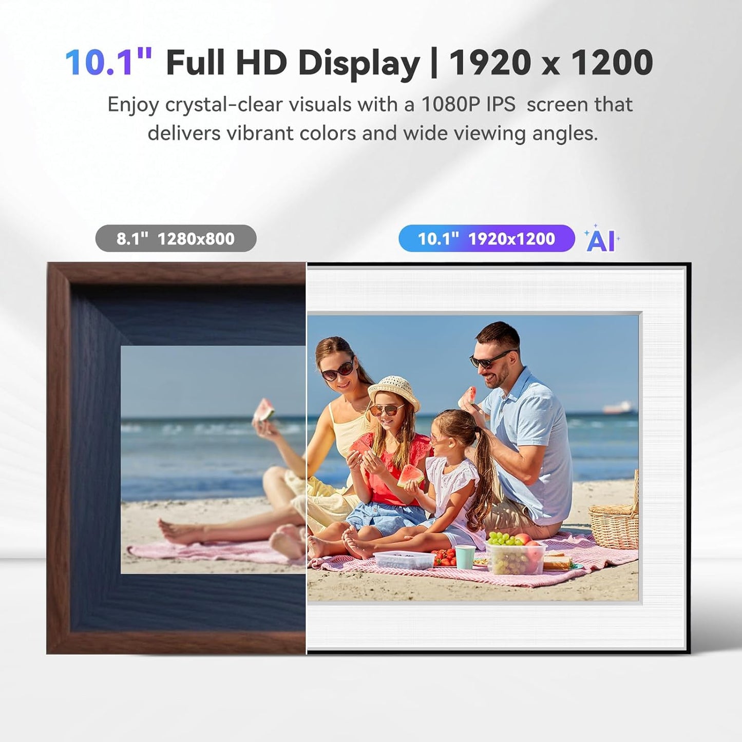 Digital Picture Frame - 10.1" HD Display AI Magic Frame, Touch Screen Digital Photo Frame with Easy Setup, Unlimited Cloud Storage, Gifts for Parents and Grandparents