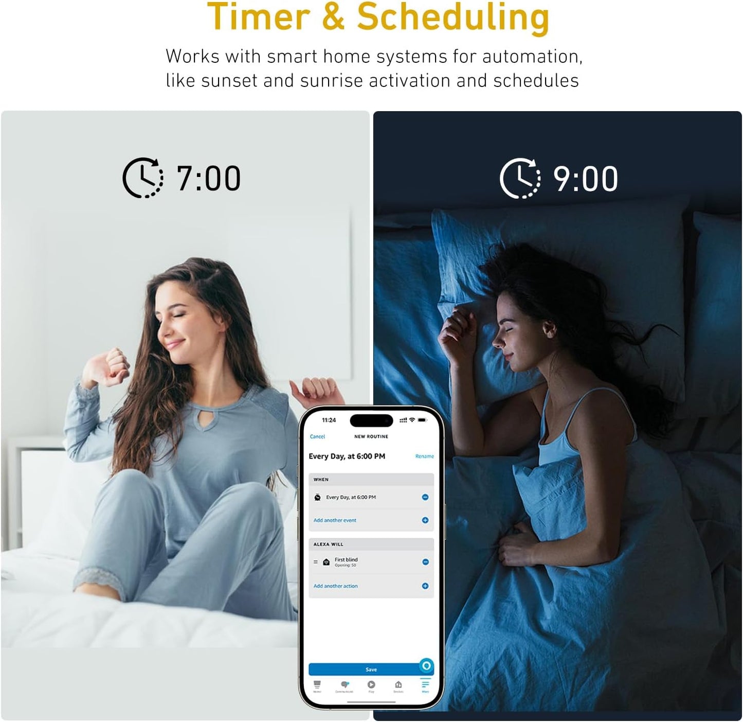 ZigBee Smart Motor for 2" (50mm) Shade Tube – Compatible with Alexa, Google Home, Tuya Smart Life App – Battery-Powered Roller Blind Motor