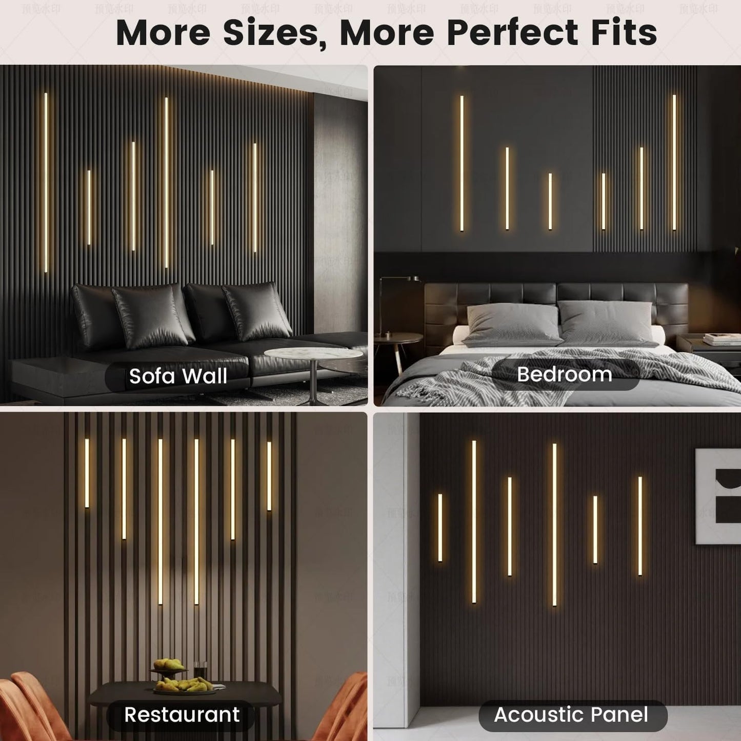 LED Recessed Lighting Kit for Wall Panels - GloryAir 6pcs Adhesive Wall Strip Lights for Interior Wall Decor, 3000K Touchable Switch Lamp for Wood Slat, Wall Accent Acoustic Panels, Kitchen Home stair