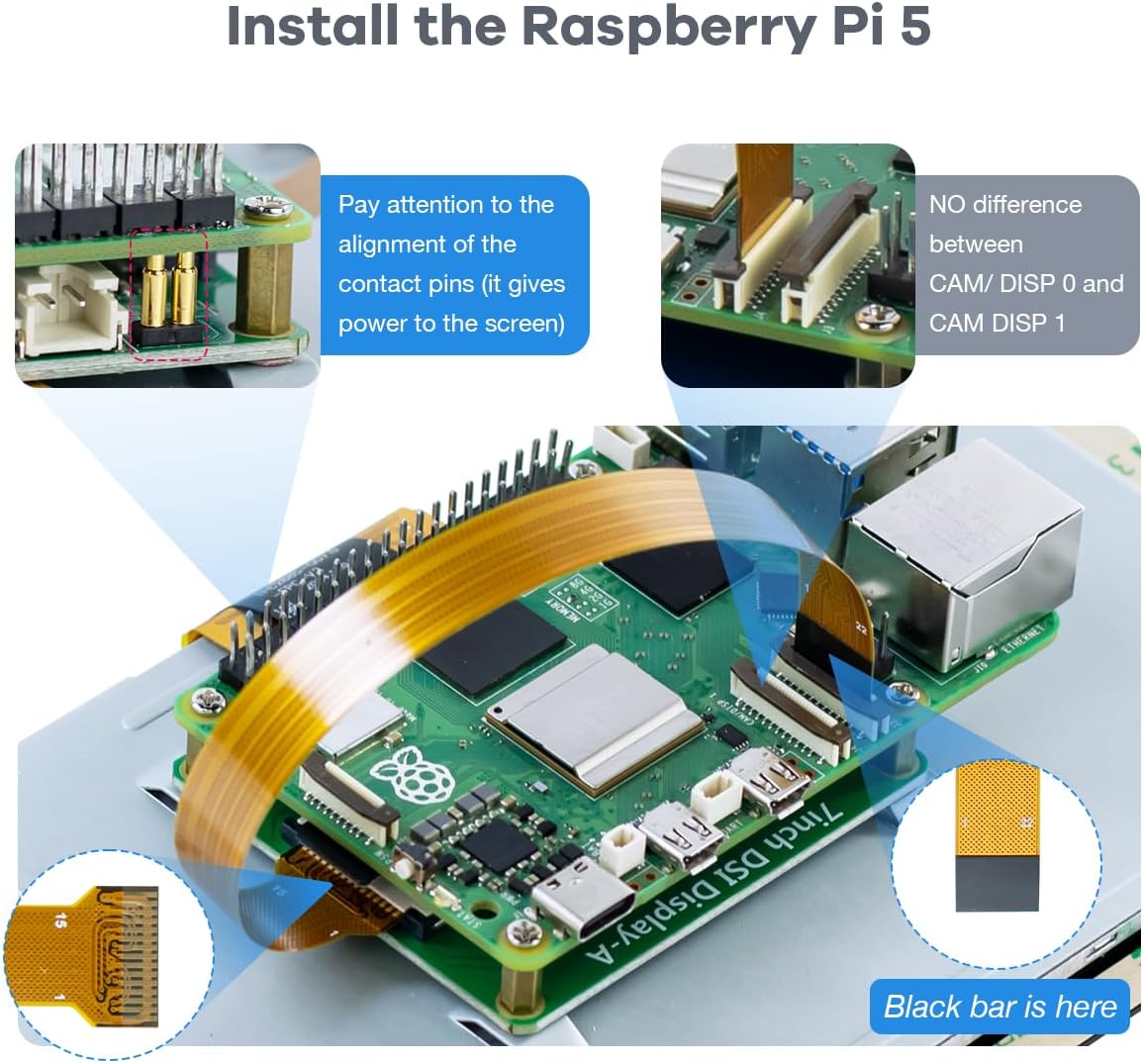 7 Inch Touchscreen IPS DSI Display Compatible with Raspberry Pi 5, 800x480 Capacitive Screen MIPI DSI Driver-Free Interface