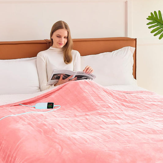 BOMOVA Heated Electric Blanket Full Size - 72" x 84" Heating Blanket with 10 Heating Levels & 8 Hours Auto Off, Warm Flannel Blanket, Christmas Birthday Gifts for Women